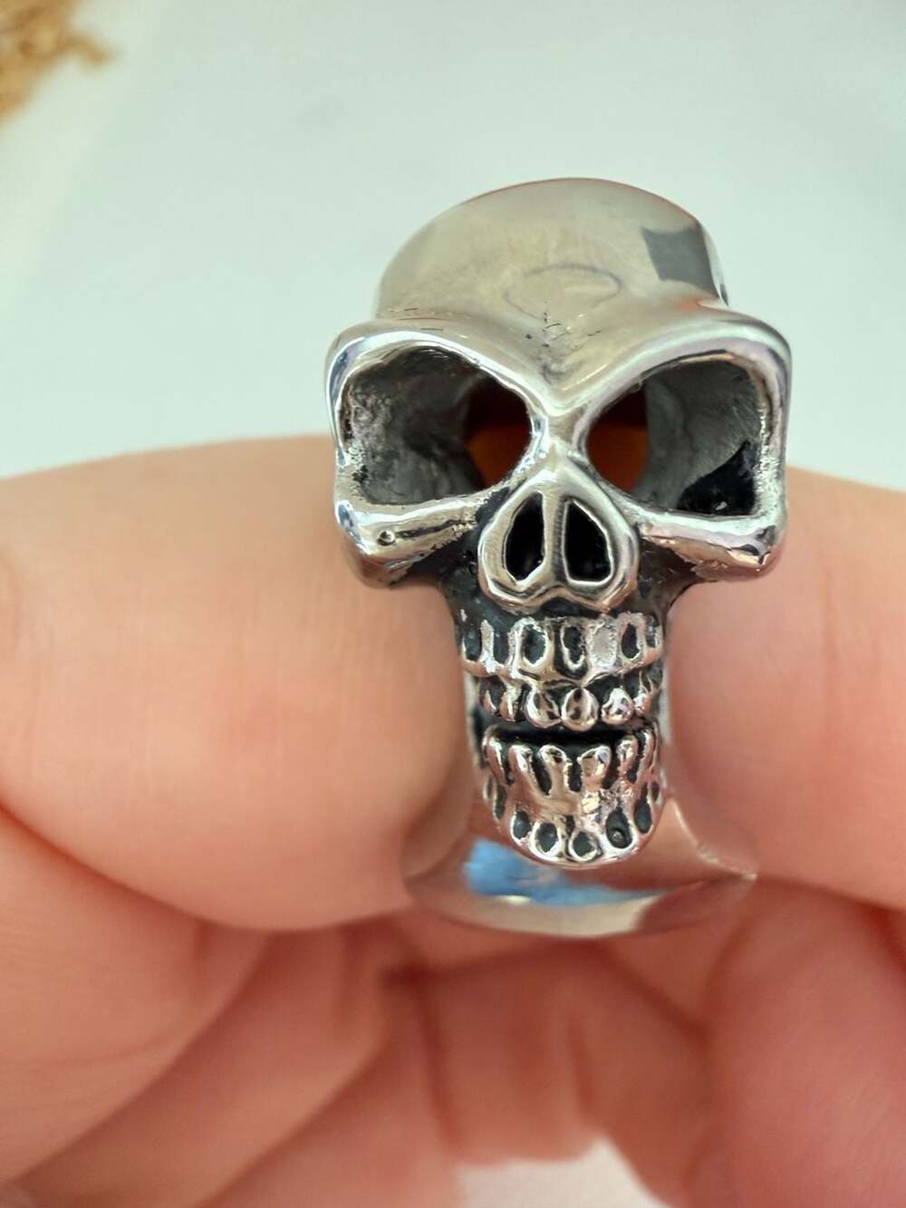 Statement Skull Ring – Sculpted Gothic/Biker Design Size 8